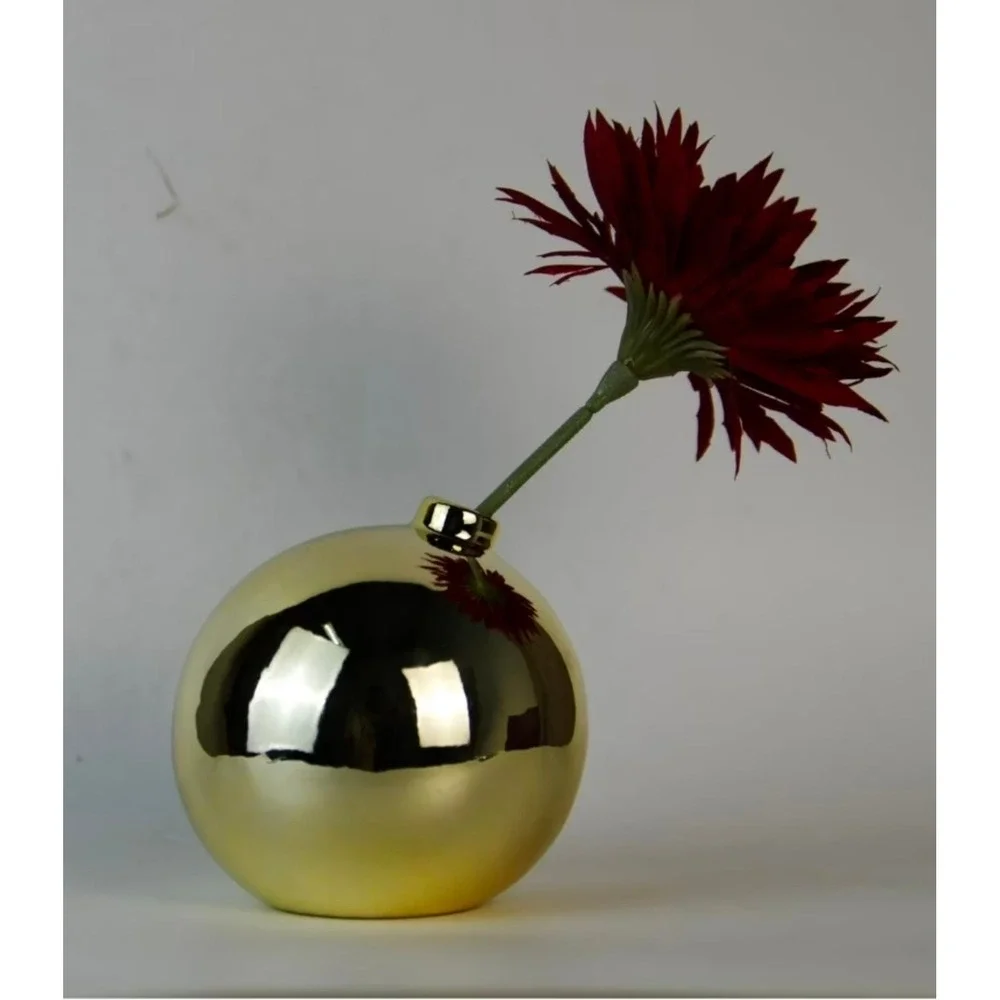 Gold Mirror Vase w/ Flower‎ – New in Box